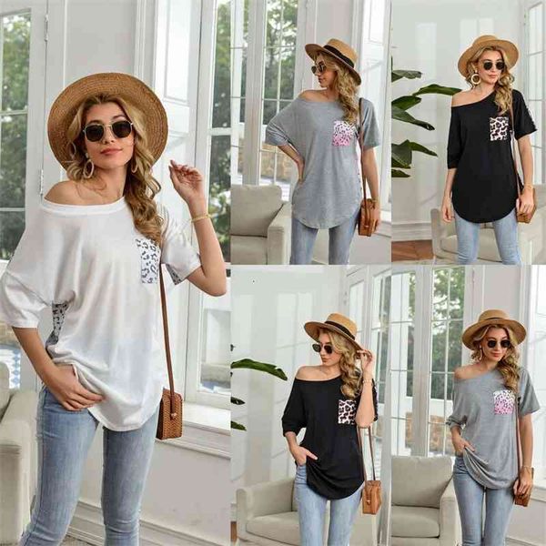 women's t-shirt 2021 summer leopard stitched pocket short sleeve loose print round neck for women b4zx, White
women's t-shirt 2021 summer leopard stitched pocket short sleeve loose print round neck for women b4zx, White