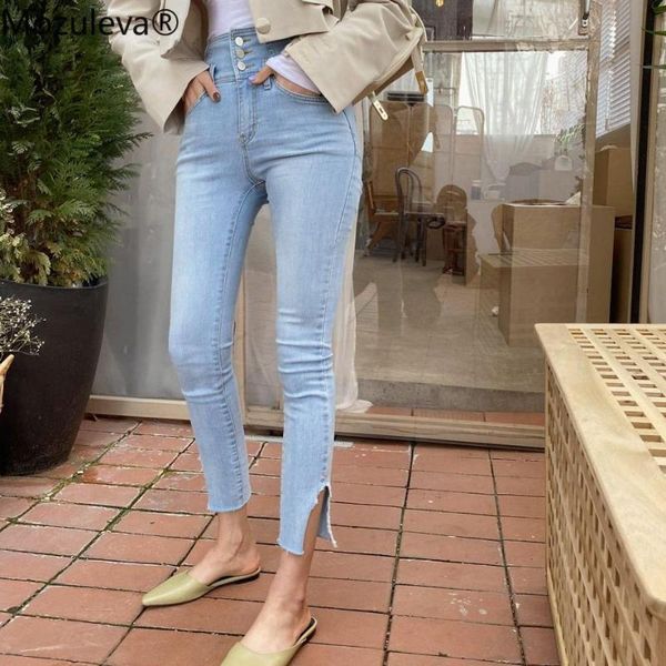 women's jeans mozuleva 2021 spring women ripped trousers high waist side split slim pencil female denim stretch long pants, Blue
women's jeans mozuleva 2021 spring women ripped trousers high waist side split slim pencil female denim stretch long pants, Blue