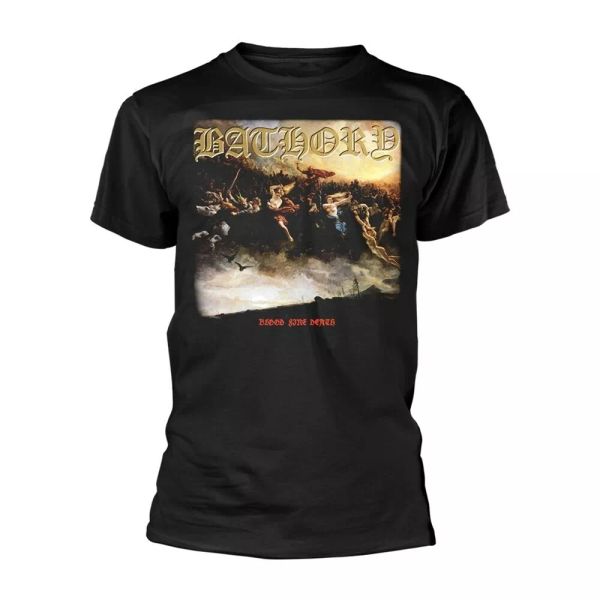 bathory blood fire death licensed men t-shirt, White;black