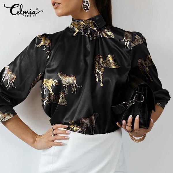 women's blouses & shirts blouses celmia women fashion vintage stand collar tiger printed shirt casual loose long sleeve plus size blus, White
women's blouses & shirts blouses celmia women fashion vintage stand collar tiger printed shirt casual loose long sleeve plus size blus, White