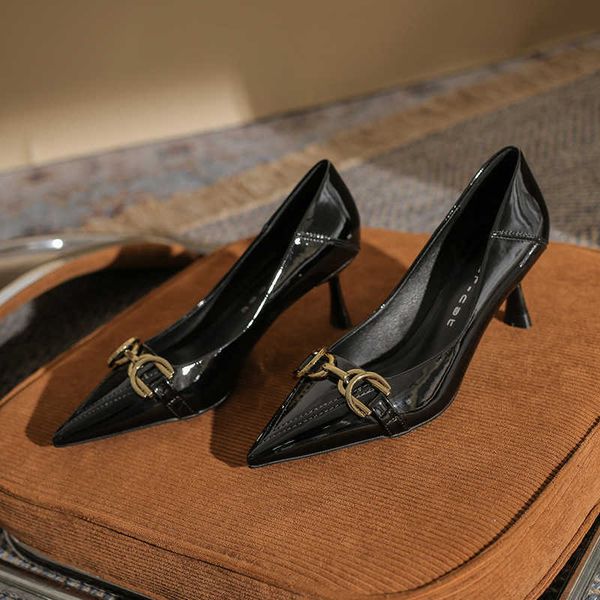 dress shoes high heels 6085 pointed heel's thin 2022 fashion patent leather medium high heels shallow mouth versatile metal buckle sing, Black
dress shoes high heels 6085 pointed heel's thin 2022 fashion patent leather medium high heels shallow mouth versatile metal buckle sing, Black