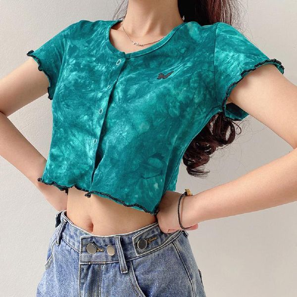 women's blouses & shirts women summer print tie dyeing short sleeve slim buttons t shirt ruched embroidery tee club casual clothing /b, White
women's blouses & shirts women summer print tie dyeing short sleeve slim buttons t shirt ruched embroidery tee club casual clothing /b, White