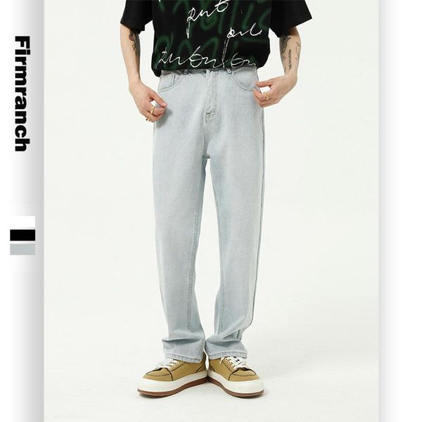 men's jeans firmranch spring men/women lightblue simple slimming straight leg long retro japanese&korean style vintage 90s pants, Blue
men's jeans firmranch spring men/women lightblue simple slimming straight leg long retro japanese&korean style vintage 90s pants, Blue