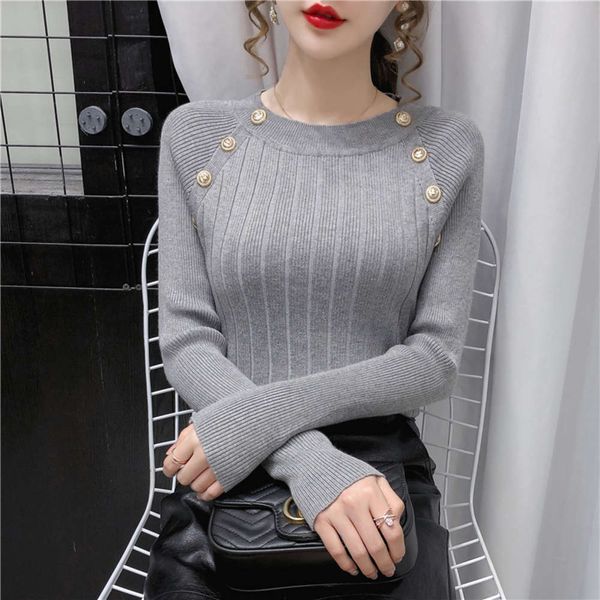 women's sweaters sweaters button design in autumn and winter a3l7, White;black
women's sweaters sweaters button design in autumn and winter a3l7, White;black