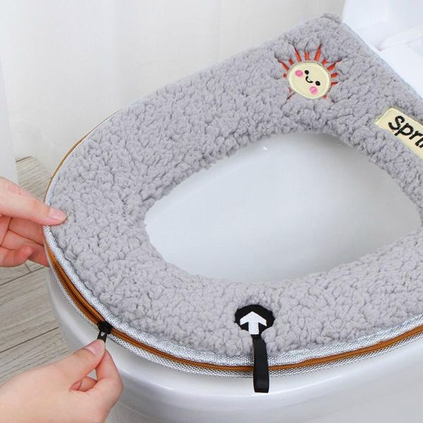 toilet seat cover set household washable bathroom winter plush pad zipper with handle covers
toilet seat cover set household washable bathroom winter plush pad zipper with handle covers