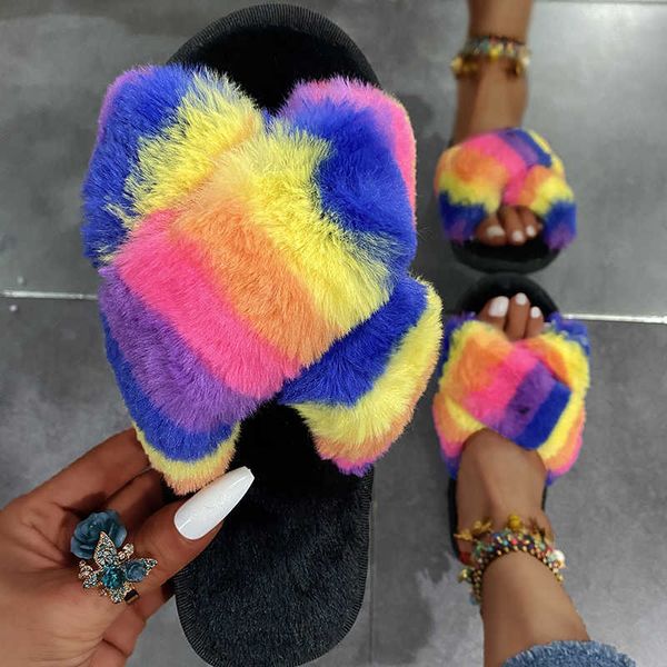 women's 2021 new fluffy flat with slipper female spring and autumn fuzzy slippers ladies plush color home slippers for women h0827, Black
women's 2021 new fluffy flat with slipper female spring and autumn fuzzy slippers ladies plush color home slippers for women h0827, Black