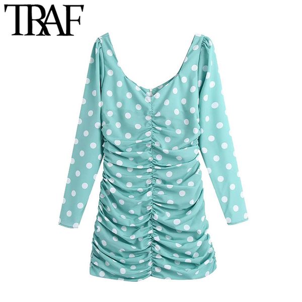 traf women chic fashion polka dot pleated mini dress vintage long sleeve back zipper female dresses vestidos mujer 210415, Black;gray
traf women chic fashion polka dot pleated mini dress vintage long sleeve back zipper female dresses vestidos mujer 210415, Black;gray
