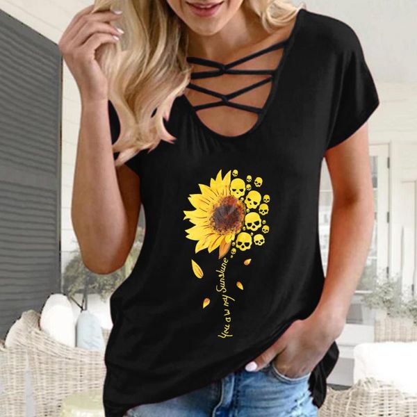 women's t-shirt womens summer t shirt sunflower printed short sleeve v-neck criss cross straps casual poleras de mujer moda 2021 #t3g, White
women's t-shirt womens summer t shirt sunflower printed short sleeve v-neck criss cross straps casual poleras de mujer moda 2021 #t3g, White