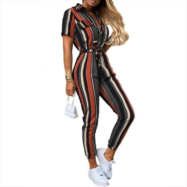 office fashion short sleeve women romper v neck solid stripes print button belt one pcs jumpsuits female, Black;white
office fashion short sleeve women romper v neck solid stripes print button belt one pcs jumpsuits female, Black;white