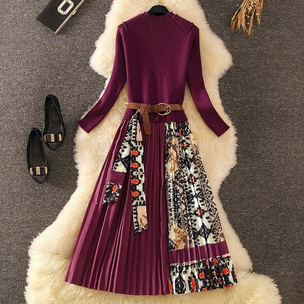 casual dresses elegant knitted patchwork pleated midi dress 2021 fall winter fashion women long sleeve ethnic retro printing, Black;gray
casual dresses elegant knitted patchwork pleated midi dress 2021 fall winter fashion women long sleeve ethnic retro printing, Black;gray