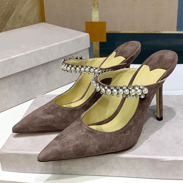 women pump mules designer sandals high heel nubuck leather one strip with rock ship diamond studs luxury womens casual dress shoes mahogany, Black
women pump mules designer sandals high heel nubuck leather one strip with rock ship diamond studs luxury womens casual dress shoes mahogany, Black