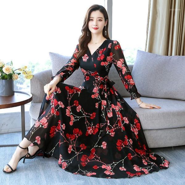 casual dresses dress 2021 autumn female floral print woman v-neck maxi long party plus size chiffon sleeve beach, Black;gray
casual dresses dress 2021 autumn female floral print woman v-neck maxi long party plus size chiffon sleeve beach, Black;gray