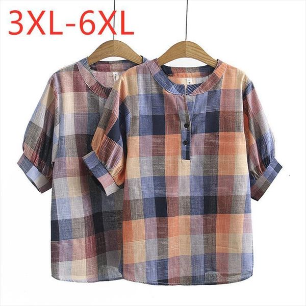 summer plus size large women shirt short sleeve casual loose cotton linen button plaid 3xl 4xl 5xl, White
summer plus size large women shirt short sleeve casual loose cotton linen button plaid 3xl 4xl 5xl, White