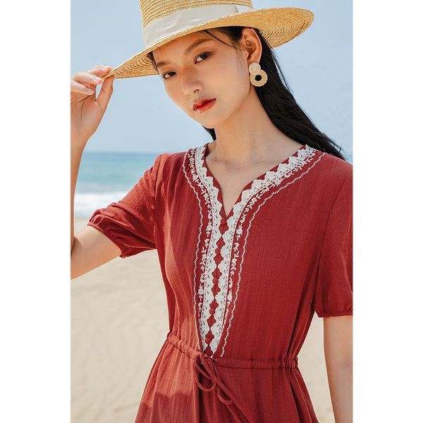 casual dresses inman summer women's dress peach heart collar round buttons decoration embroidered lace elastic waist a-line slim one-pi, Black;gray
casual dresses inman summer women's dress peach heart collar round buttons decoration embroidered lace elastic waist a-line slim one-pi, Black;gray