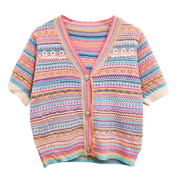 sweater knit 2021 summer women's short sleeve contrast stripe hollowed out loose v-neck ted cardigan thin, White;black
sweater knit 2021 summer women's short sleeve contrast stripe hollowed out loose v-neck ted cardigan thin, White;black