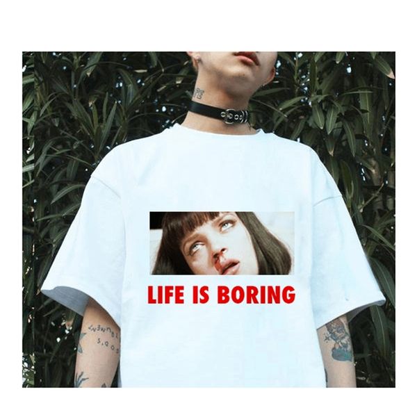 spring 2018 fashion women's letter life is boring printed short sve pullover bottomed shirt t-shirt, White
spring 2018 fashion women's letter life is boring printed short sve pullover bottomed shirt t-shirt, White