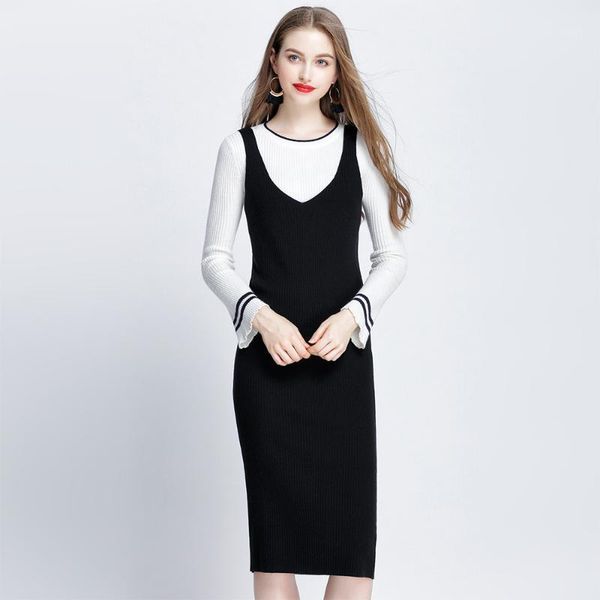 women's sweaters casual long vest women sweater fashion autumn winter knitted elastic dress v-neck pullover bodycon clothing, White;black
women's sweaters casual long vest women sweater fashion autumn winter knitted elastic dress v-neck pullover bodycon clothing, White;black