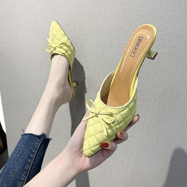 dress shoes women's fashion baotou half-tow pumps high-heeled stiletto slippers pointed plaid bow ladies party, Black
dress shoes women's fashion baotou half-tow pumps high-heeled stiletto slippers pointed plaid bow ladies party, Black