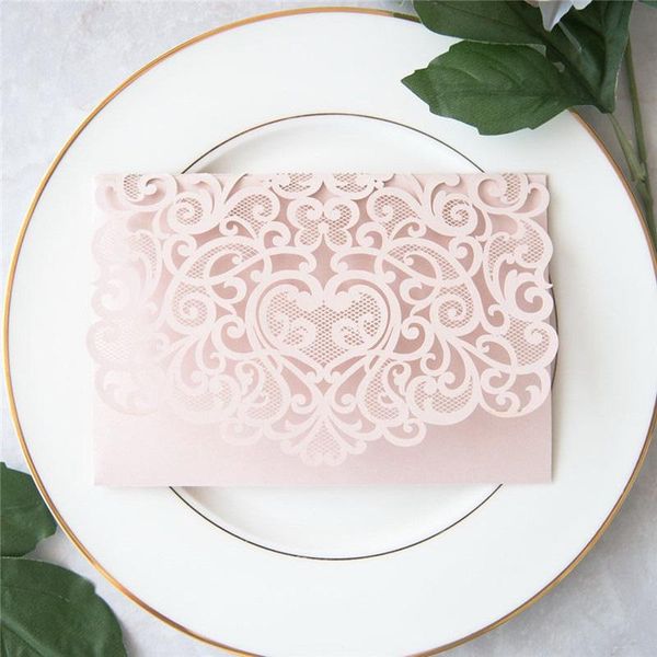 light pink pearlescent paper invitations, wedding business holiday cards, lace hollowed out cards greeting
light pink pearlescent paper invitations, wedding business holiday cards, lace hollowed out cards greeting
