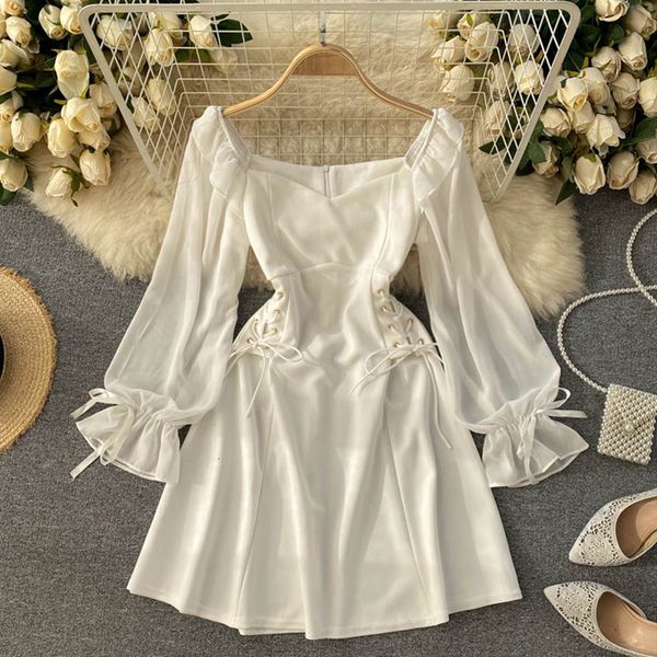 two piece dress french elegant women summer long sleeve v-neck lace-up bandage slim a-line short party 2021 new chic robe fem, White
two piece dress french elegant women summer long sleeve v-neck lace-up bandage slim a-line short party 2021 new chic robe fem, White
