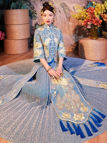 female blue cheongsam wedding dress chinese style marriage set suzhou embroidery bride clothing oriental qipao toast ethnic, Red
female blue cheongsam wedding dress chinese style marriage set suzhou embroidery bride clothing oriental qipao toast ethnic, Red