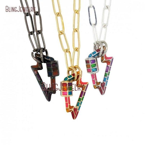 pendant necklaces lightening bolt necklace inlay color carabiner lock screw clasp nm30531, Silver
pendant necklaces lightening bolt necklace inlay color carabiner lock screw clasp nm30531, Silver