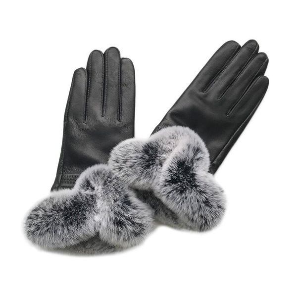sports gloves winter real rex fur women genuine leather fashion female mittens s2684, Black
sports gloves winter real rex fur women genuine leather fashion female mittens s2684, Black