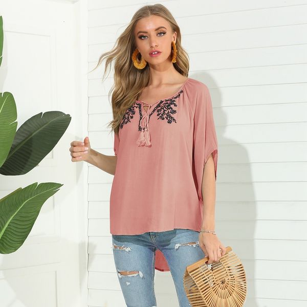 t-shirt t-shirt new women's 2020 summer pullover v-neck embroidery short sleeve, White
t-shirt t-shirt new women's 2020 summer pullover v-neck embroidery short sleeve, White