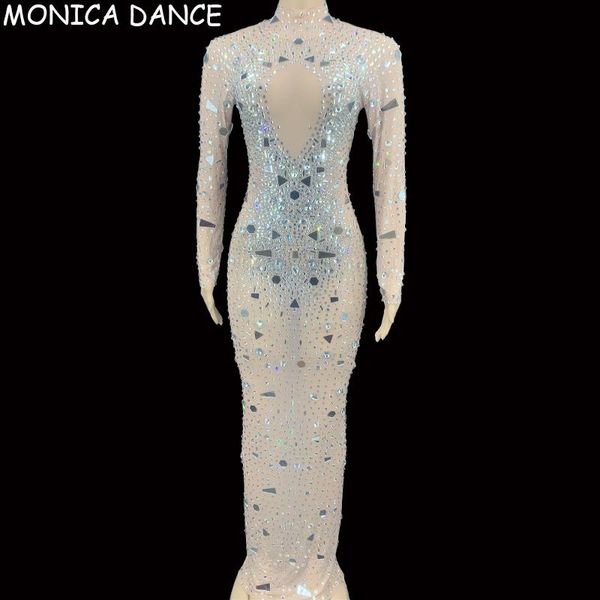 nightclub sparkly silver rhinestone mirror transparent long dress evening birthday celebrate costume women dance casual dresses, Black;gray
nightclub sparkly silver rhinestone mirror transparent long dress evening birthday celebrate costume women dance casual dresses, Black;gray