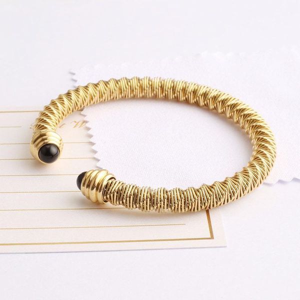 bangle brand titanium steel cable 18k gold plating fine jewelry agate wrist fashion accessories hand ornament, Black
bangle brand titanium steel cable 18k gold plating fine jewelry agate wrist fashion accessories hand ornament, Black