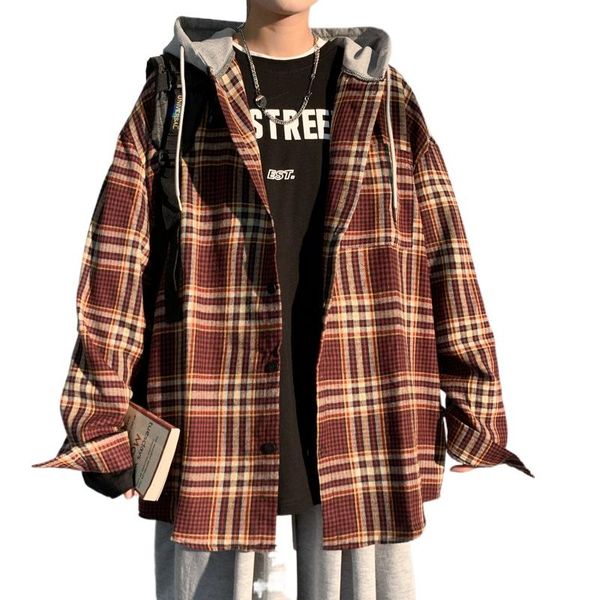 men's casual jacket hong kong style plus size hooded plaid long-sleeved jackets, Black;brown
men's casual jacket hong kong style plus size hooded plaid long-sleeved jackets, Black;brown