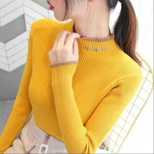 womens sweater fall winter fashion women high elastic solid turtleneck slim letter bottoming knitted pullovers, White;black 
womens sweater fall winter fashion women high elastic solid turtleneck slim letter bottoming knitted pullovers, White;black