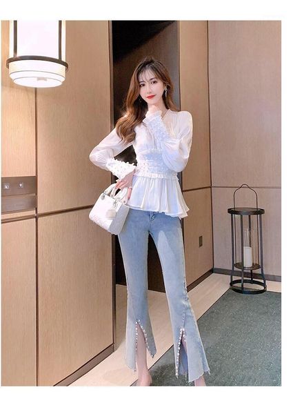 women's jeans denim clothing spring 2021 high waist thin horn ankle-length pants slit ding zhu ku, Blue
women's jeans denim clothing spring 2021 high waist thin horn ankle-length pants slit ding zhu ku, Blue