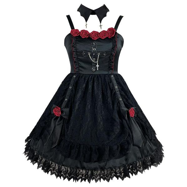casual dresses original japanese harajuku punk cross bow stitching girl fashion lolita temperament kawaii sweet black dress, Black;gray
casual dresses original japanese harajuku punk cross bow stitching girl fashion lolita temperament kawaii sweet black dress, Black;gray