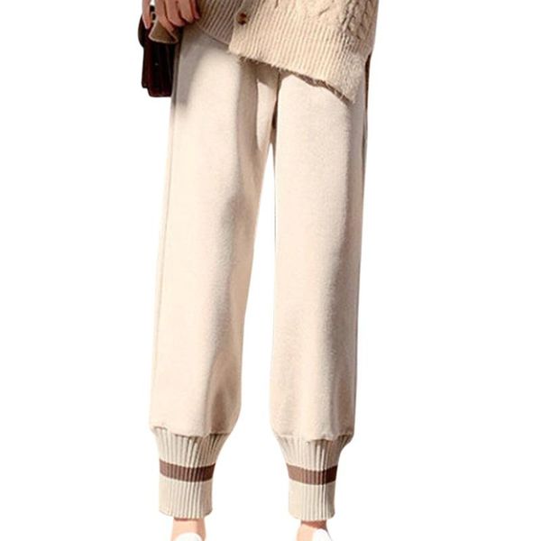 women's pants & capris autum women casual harem korean high waist slim elegant solid knit loose sweater trousers 2021, Black;white
women's pants & capris autum women casual harem korean high waist slim elegant solid knit loose sweater trousers 2021, Black;white
