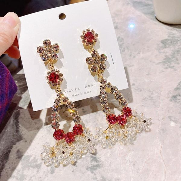 korean asymmetric flower crystal long dangle earrings for women girls statement fashion temperament party jewelry & chandelier, Silver
korean asymmetric flower crystal long dangle earrings for women girls statement fashion temperament party jewelry & chandelier, Silver