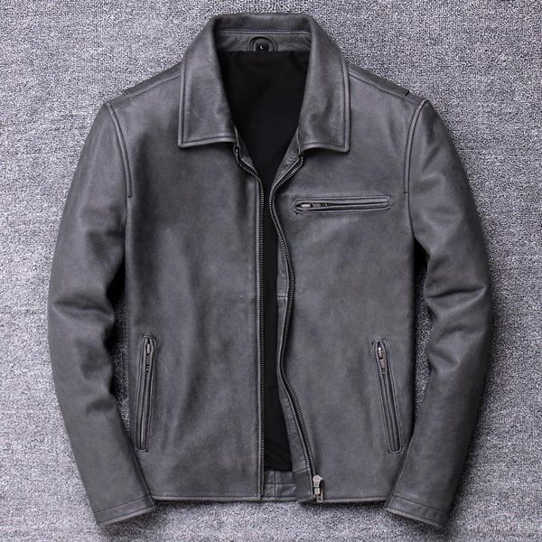 men's leather & faux leisure time genuine clothing man head layer pure cowhide lapel short fund jacket do used skin loose, Black
men's leather & faux leisure time genuine clothing man head layer pure cowhide lapel short fund jacket do used skin loose, Black