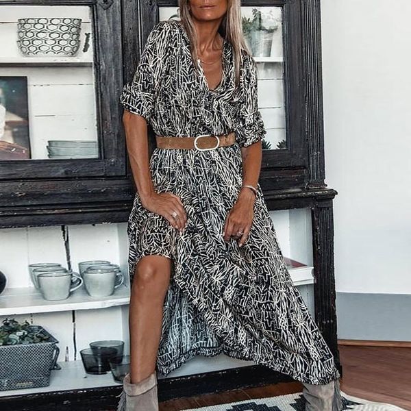 casual dresses bohemian long dress women's printed v-neckline long-sleeved waist club party fashion vestido de mulher, Black;gray
casual dresses bohemian long dress women's printed v-neckline long-sleeved waist club party fashion vestido de mulher, Black;gray