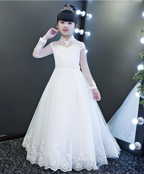 sweet white tulle sleeves applique girl' pageant flower girl dresses princess party child skirt custom made 2-14, White;blue
sweet white tulle sleeves applique girl' pageant flower girl dresses princess party child skirt custom made 2-14, White;blue