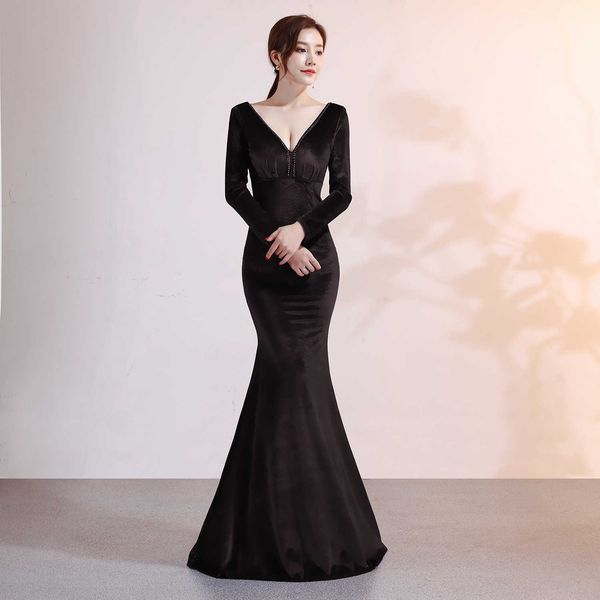 luxury evening dress 1212# veet evening banquet autumn winter fishtail host party annual meeting long sleeved women, Black;gray
luxury evening dress 1212# veet evening banquet autumn winter fishtail host party annual meeting long sleeved women, Black;gray