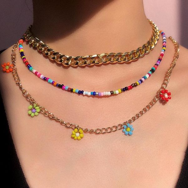 chains flatfoosie multi-layer handmade flower beaded choker necklace for women boho golden metal cuban link chain 2021 jewelry, Silver
chains flatfoosie multi-layer handmade flower beaded choker necklace for women boho golden metal cuban link chain 2021 jewelry, Silver