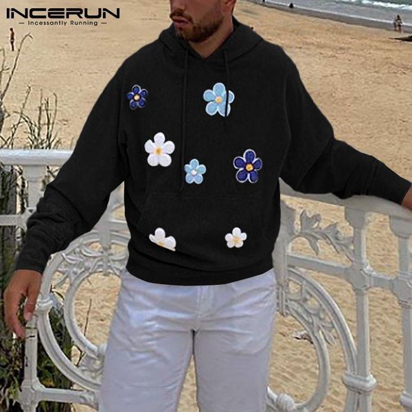 men's hoodies & sweatshirts incerun autumn men flower patchwork hooded long sleeve workout casual 2021 streetwear pockets pullover s-5x, Black
men's hoodies & sweatshirts incerun autumn men flower patchwork hooded long sleeve workout casual 2021 streetwear pockets pullover s-5x, Black
