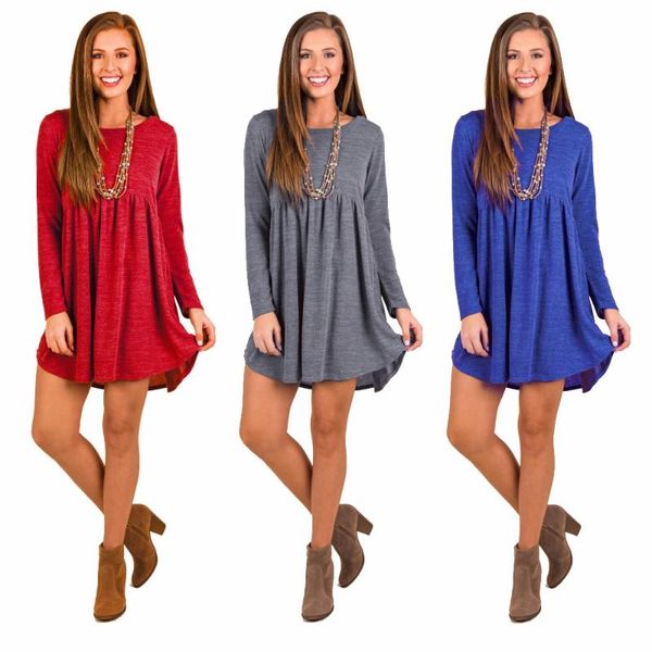 casual dresses 2021 womens comfy swing tunic long sleeve solid loose t-shirt dress, Black;gray
casual dresses 2021 womens comfy swing tunic long sleeve solid loose t-shirt dress, Black;gray