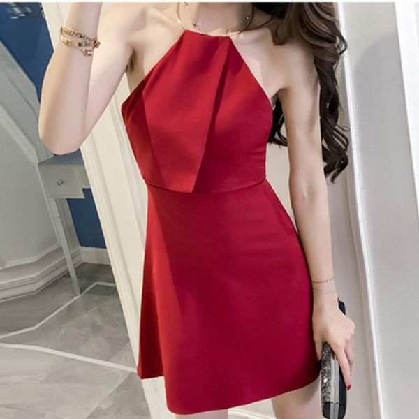casual dresses women's metal ring hanging neck slim sleeveless red braces dress for club party, Black;gray
casual dresses women's metal ring hanging neck slim sleeveless red braces dress for club party, Black;gray