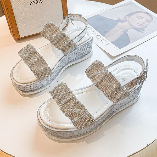 sandals 2021 summer women's wedge platform slip on female classic buckle strap bling crystal shoes, Black
sandals 2021 summer women's wedge platform slip on female classic buckle strap bling crystal shoes, Black