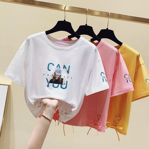 women's t-shirt 2021 summer crop bandage tshirt print letter tee shirt femme cotton short sleeve women clothes, White
women's t-shirt 2021 summer crop bandage tshirt print letter tee shirt femme cotton short sleeve women clothes, White