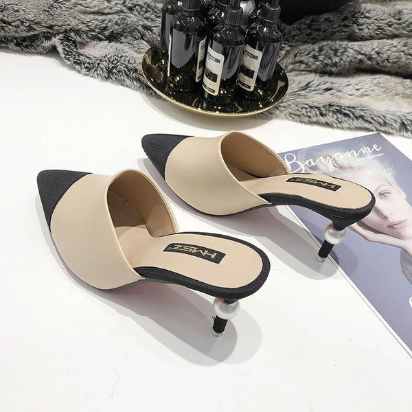 slippers color matching pointed shallow mouth high heel stiletto women's shoes simple, Black
slippers color matching pointed shallow mouth high heel stiletto women's shoes simple, Black