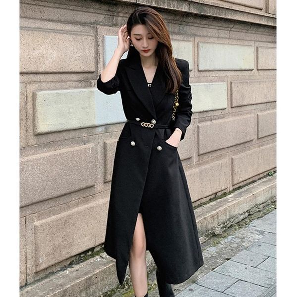 women's trench coats 2021 autumn windbreaker coat middle long lapel waist overcoat korean casual for women, Tan;black
women's trench coats 2021 autumn windbreaker coat middle long lapel waist overcoat korean casual for women, Tan;black