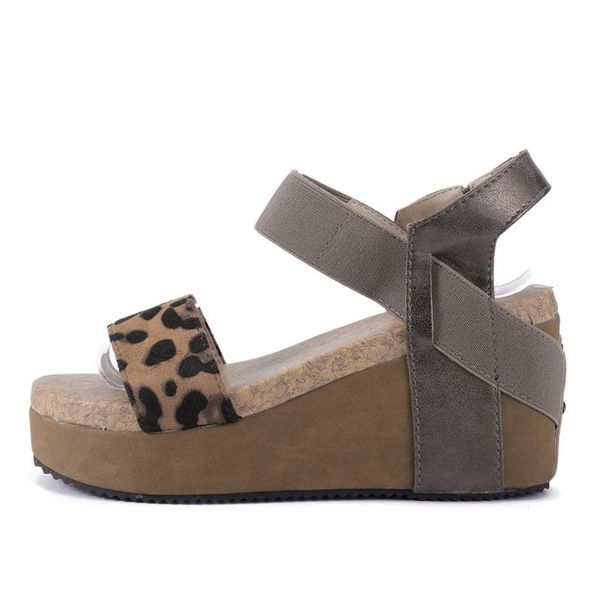 summer sandals women high heels wedge platform wedges leopard elastic band shoes for, Black