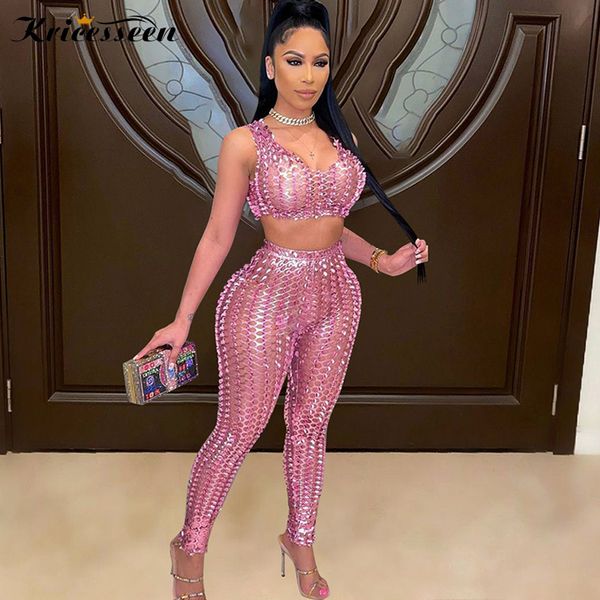 fishnet hollow out two pieces pant set women sleeveless crop and long pant suits clubwear 2 piece outfits, White
fishnet hollow out two pieces pant set women sleeveless crop and long pant suits clubwear 2 piece outfits, White